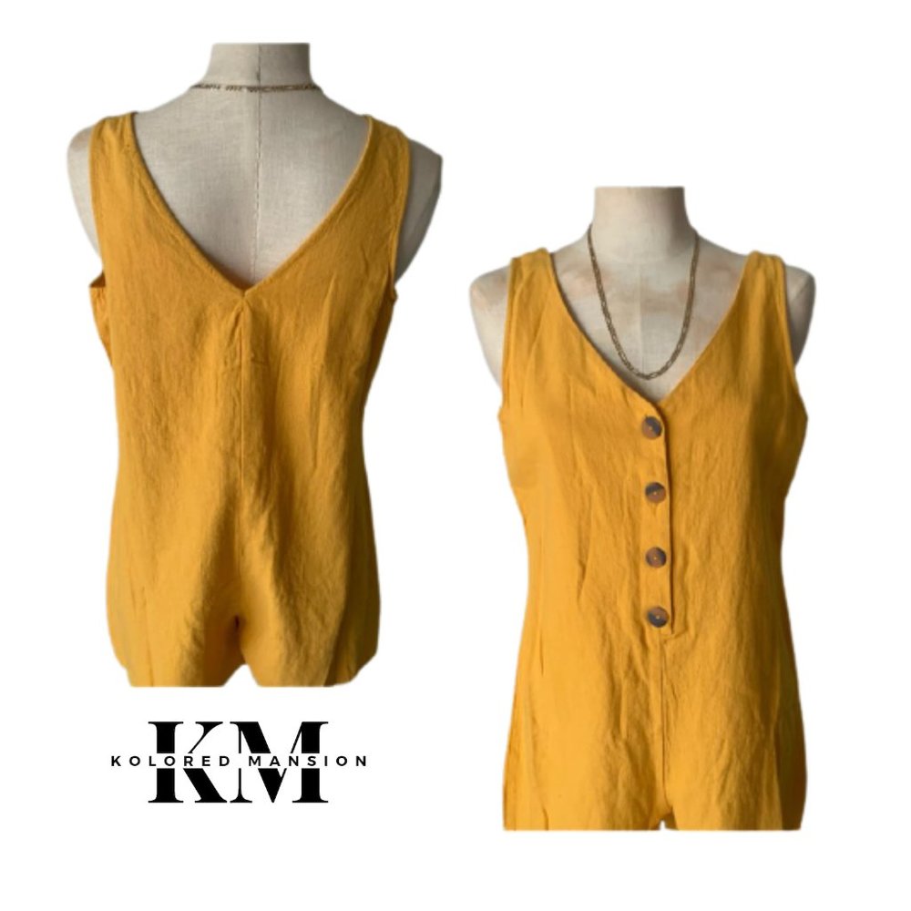 NEW- Yellow Floral Lace Romper - LARGE